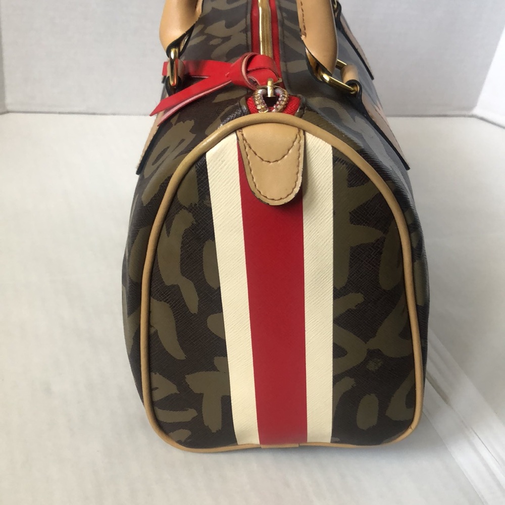Victoria's Secret Brown Graffiti Heart Satchel with Red and Orange Accents - Picture 7 of 16